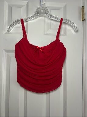 TIC TOC COWL NECK MESH CORSET TOP
